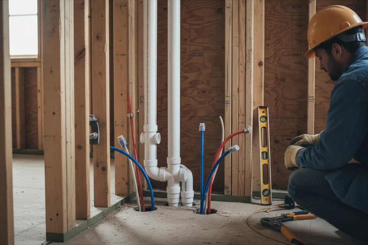 Drain and supply rough-in during Sump Pump Repair in Schodack Landing