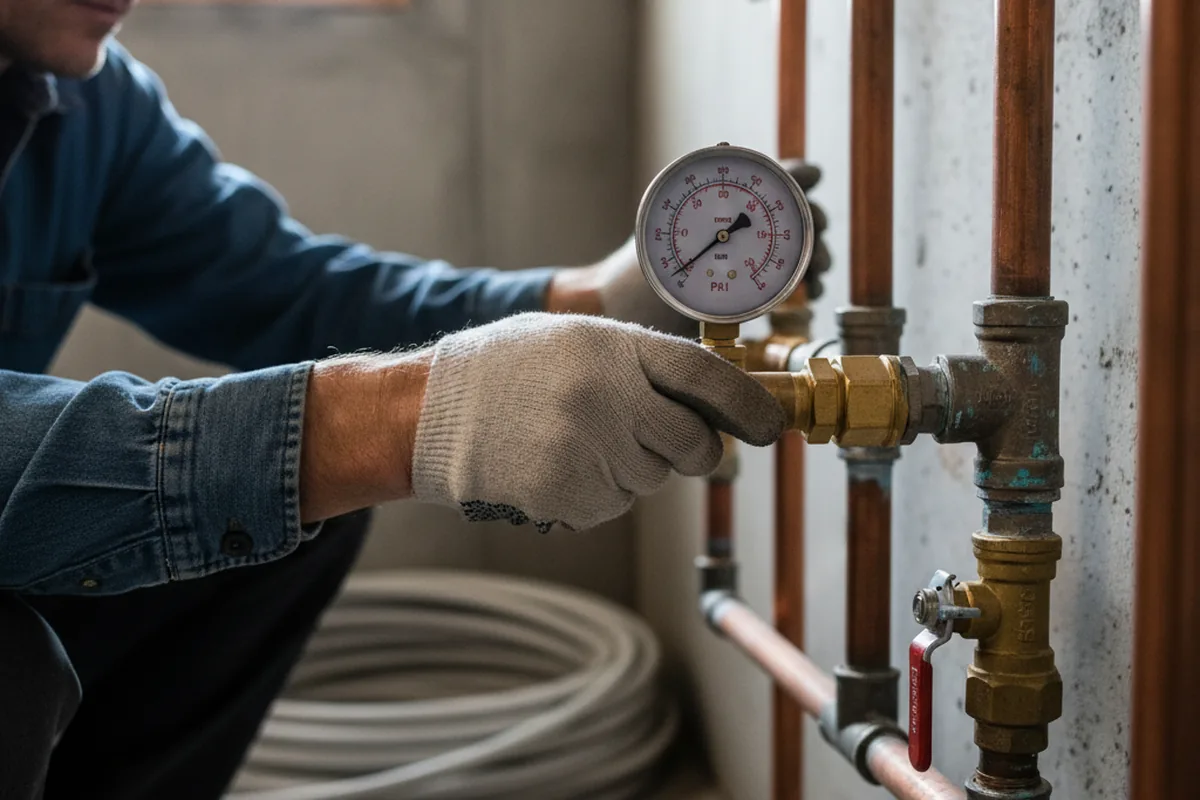 Pressure testing a repaired line during Water Line Repair in Schodack Landing